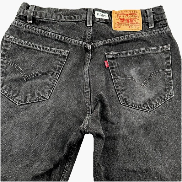 VTG 90s Levi's Black 505 Jeans Men Fit 32x30 Straight Zip Fly Classic Tag 34 Y2K
